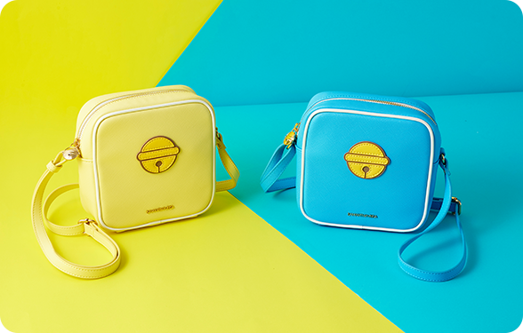 Samantha Thavasa doraemon shoulder bags in yellow and blue