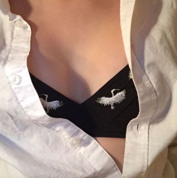 White shirt and black bra