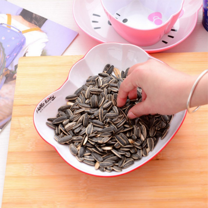 Hello Kitty melamine plates filled with seeds