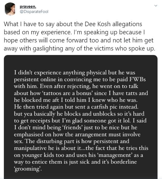 Dee Kosh sexual harassment