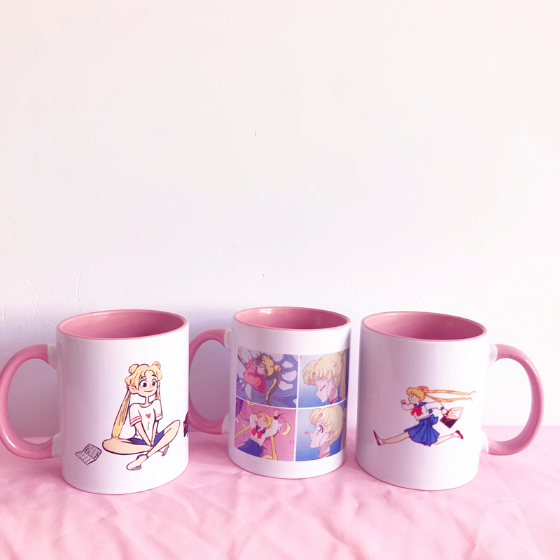 Sailor Moon Comic Mug With Pink Handles