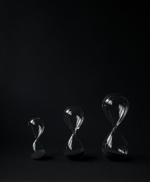 Hourglasses with black sand