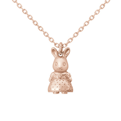 Sylvanian Families Freya -Chocolate Rabbit Sister 18k pink gold necklace