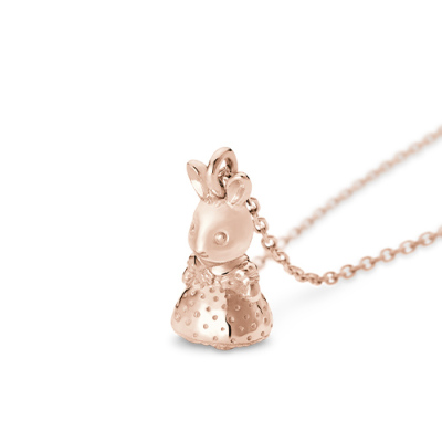 Sylvanian Families Freya -Chocolate Rabbit Sister 18k pink gold necklace