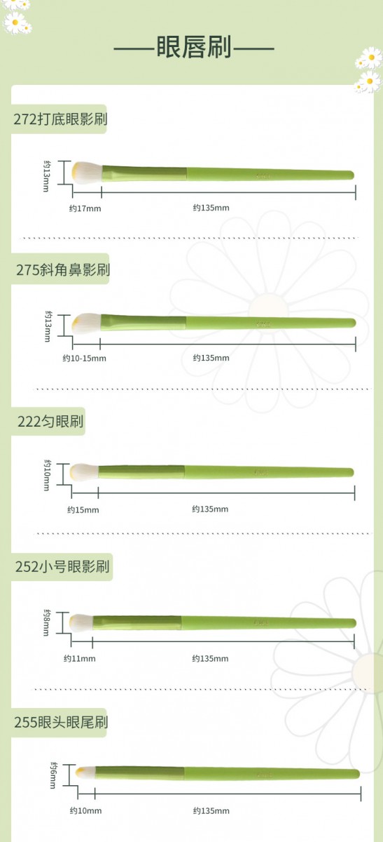 Daisy makeup brushes for eyes and lips