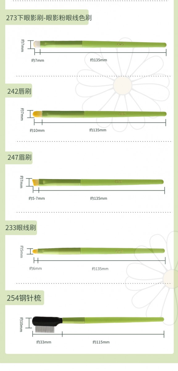 Daisy makeup brushes for eye makeup and lip makeup