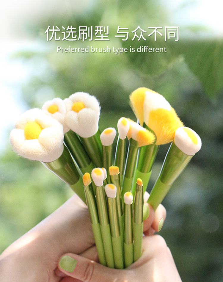 Daisy makeup brushes close up shot