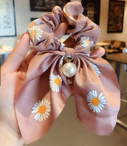 Satin daisy scrunchie 