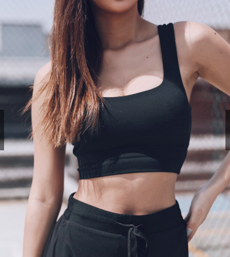 Black sports bra front view