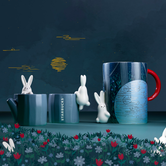 Starbucks Singapore bunnies & moonlight mugs with bunnies