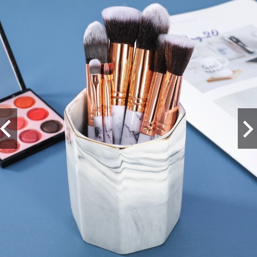 Marble makeup brush holder