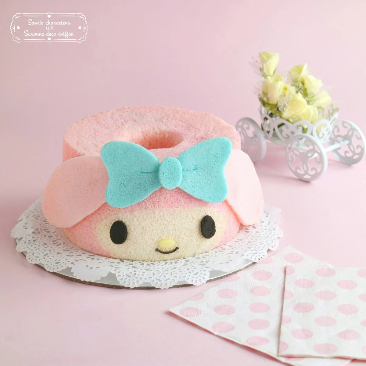 My Melody chiffon cake baking class Singapore