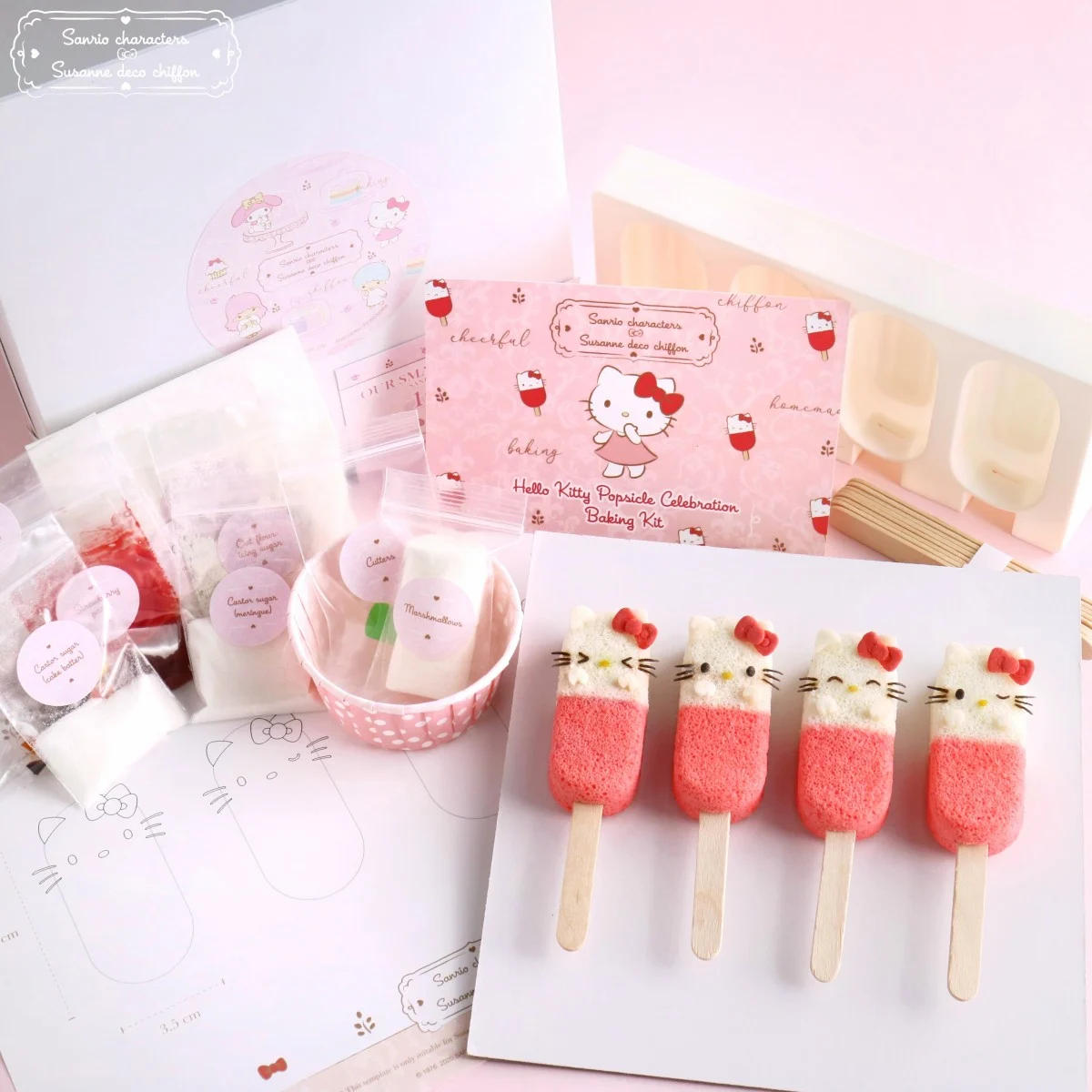 Hello Kitty chiffon cake popsicle baking class Singapore