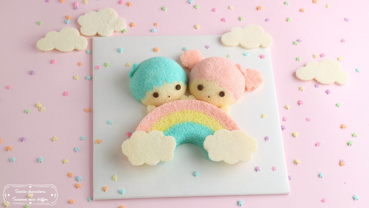 Little Twin Stars Rainbow chiffon cake