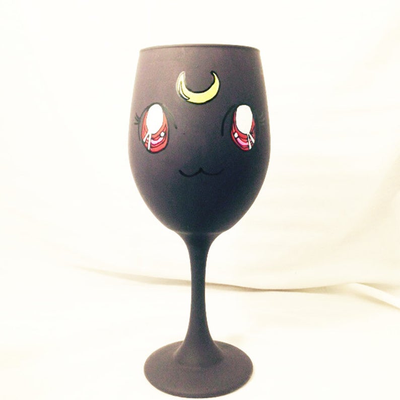 Luna The Cat Inspired Hand Painted Wine Glass