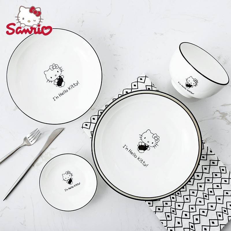 Hello Kitty minimalist black & white bowls