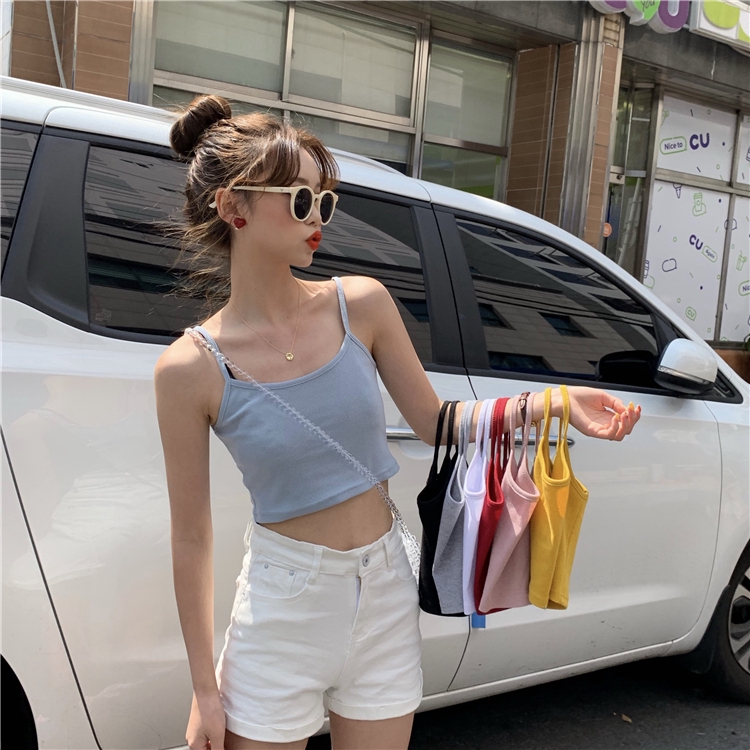 Spaghetti straps crop top