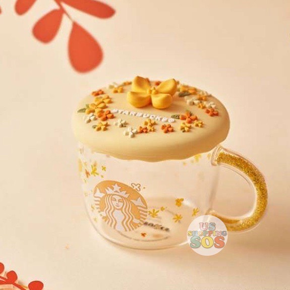 Osmanthus Glass Mug with Lid
