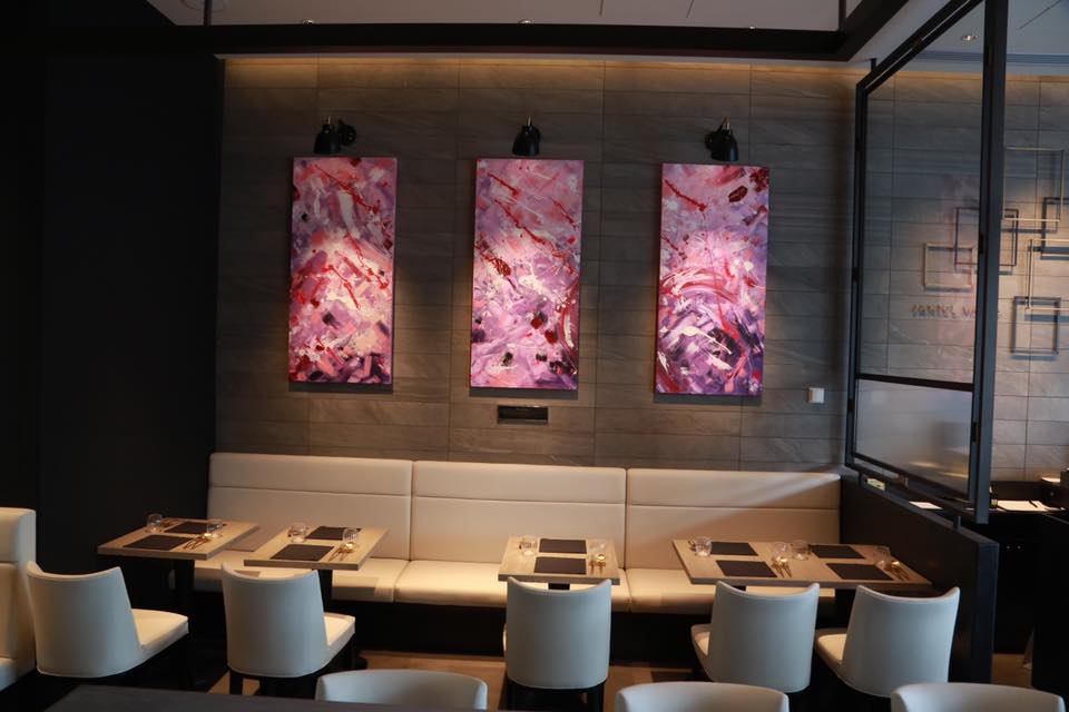 2am:dessertbar seating area with pink artwork