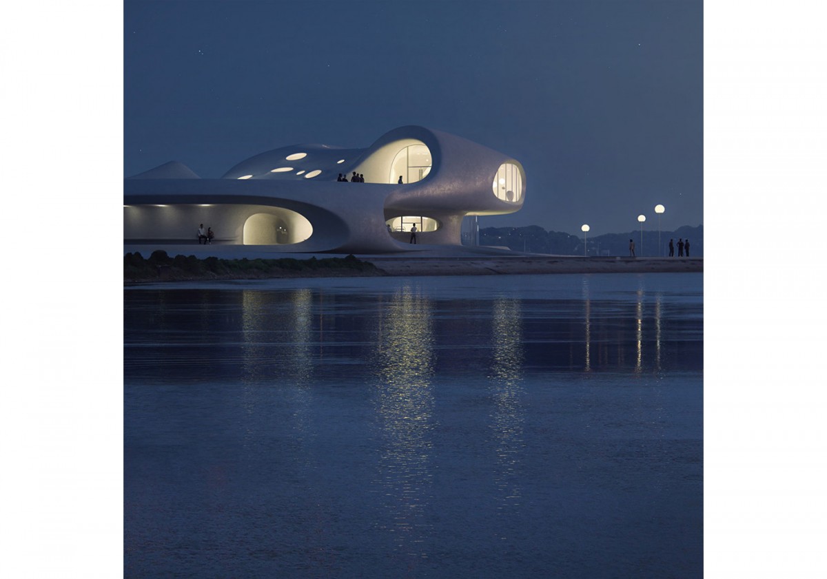 MAD Architects wormhole library at night