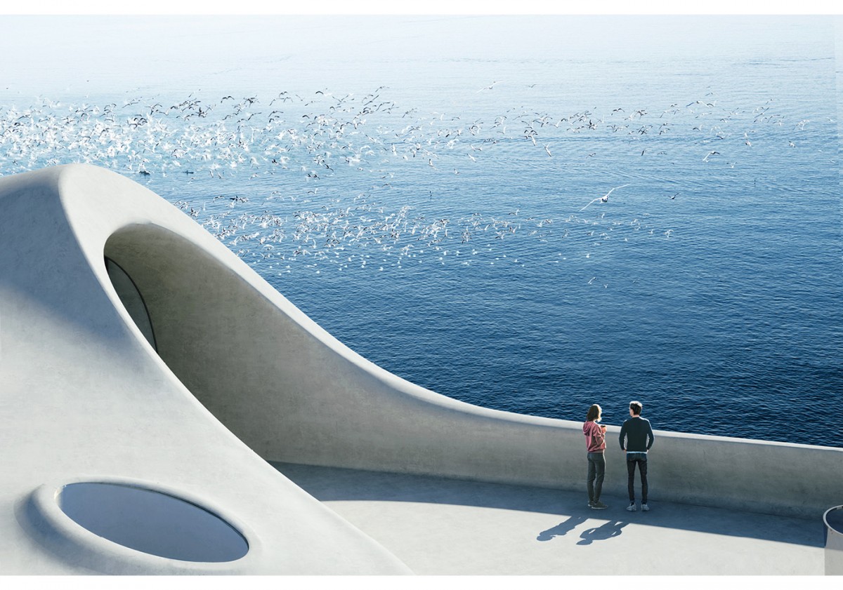 MAD Architects wormhole library sea view outdoors