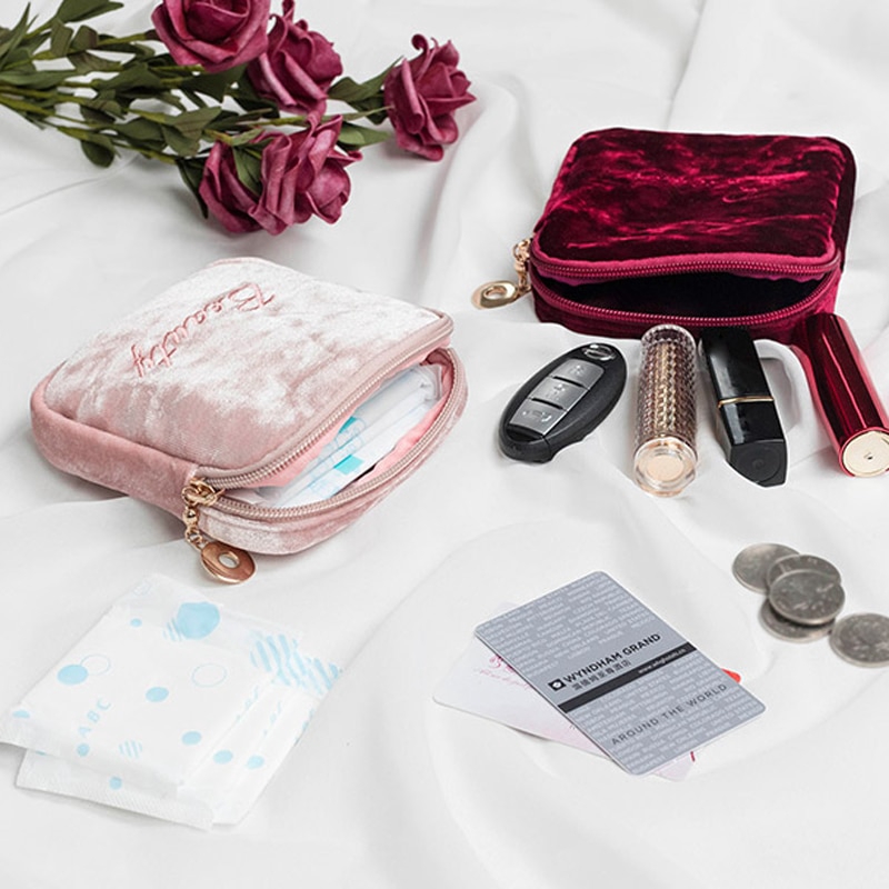 Velvet sanitary pad pouch