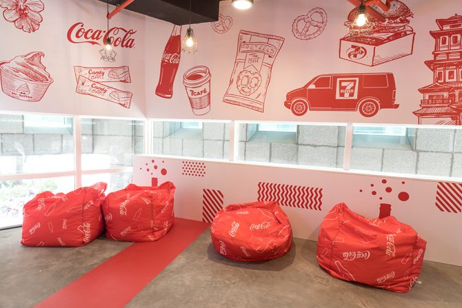 7-Eleven Singapore coca-cola store bean bag seating area