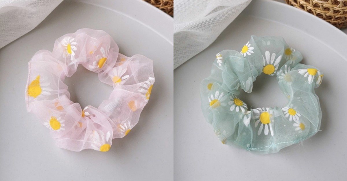 Daisy mesh scrunchie Singapore Shopee
