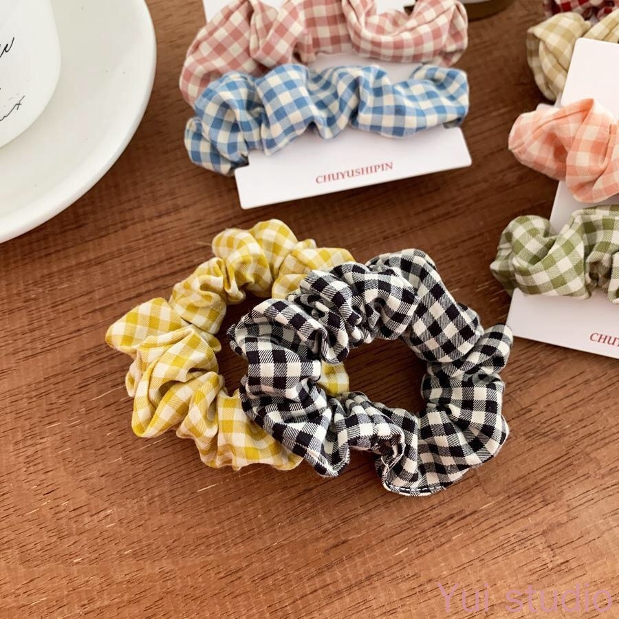 Gingham checker plaid scrunchie Singapore Shopee