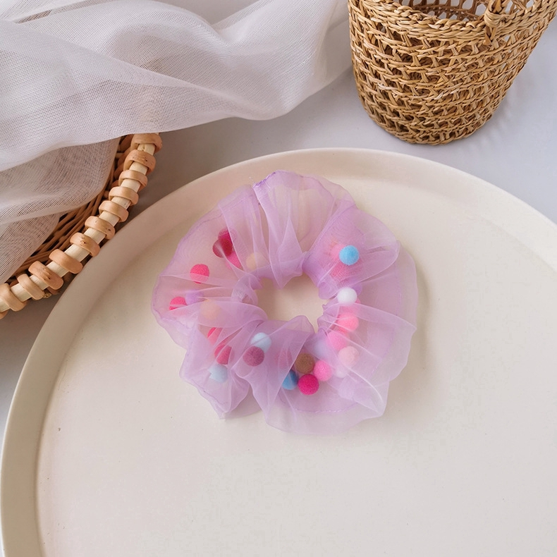 Pom pom mesh scrunchie Singapore Shopee