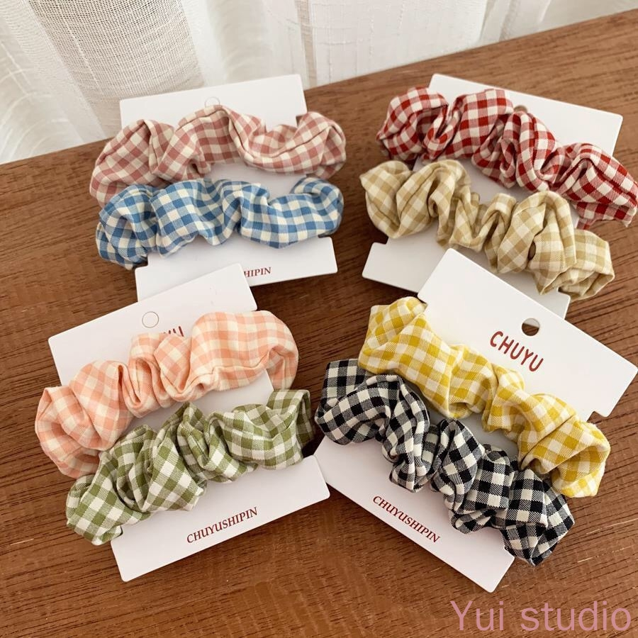 Gingham checker plaid scrunchie Singapore Shopee