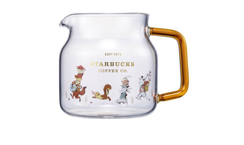 Starbucks Korea autmn Coffee festival glass server with fox and rabbit