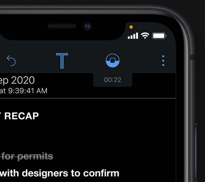 iOS 14 recording indicator
