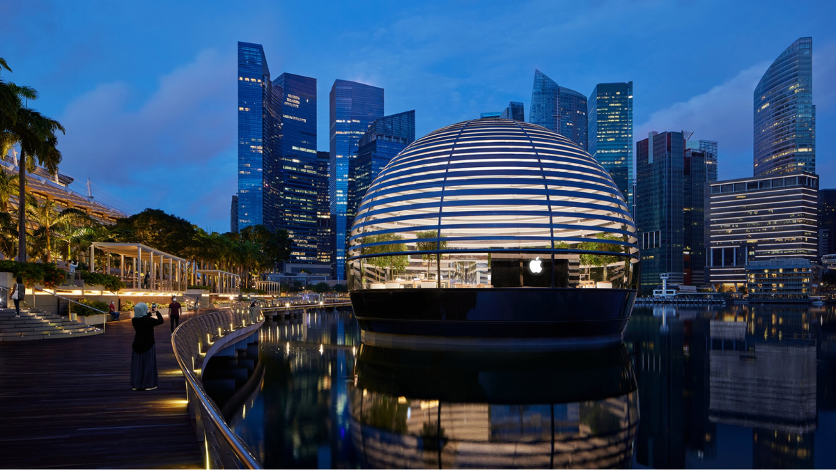 Floating apple store Marina Bay Sands Singapore