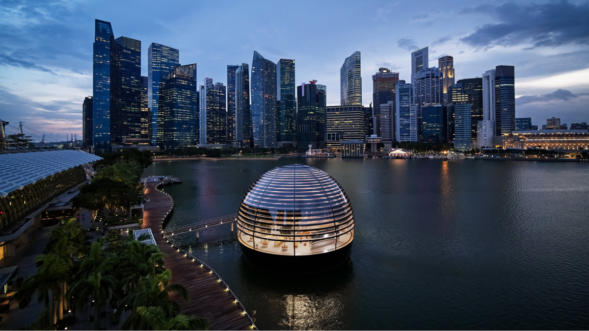 Floating apple store Marina Bay Sands Singapore