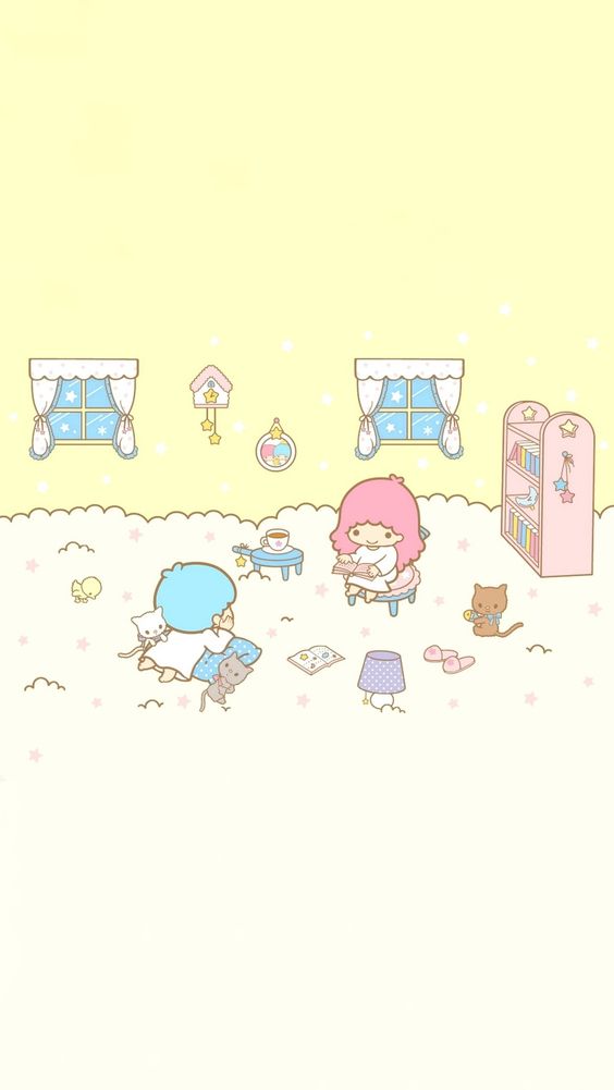 little twin stars phone wallpaper yellow playroom