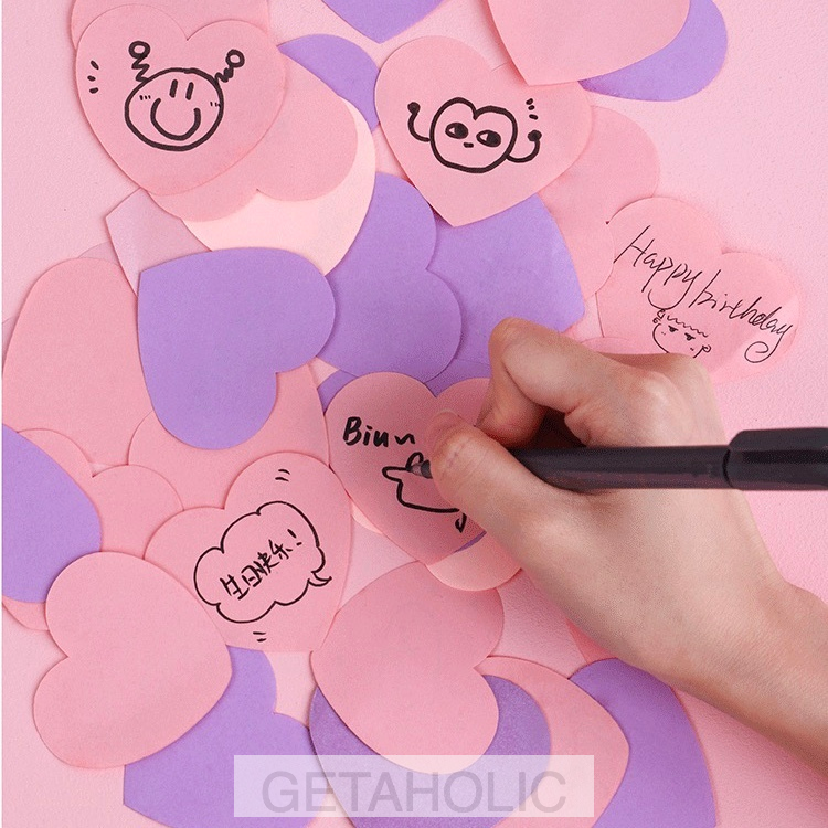 pastel pink and purple heart-shaped cards