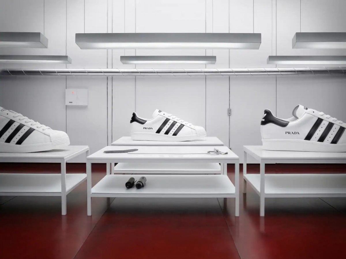Prada x adidas white and black shoes