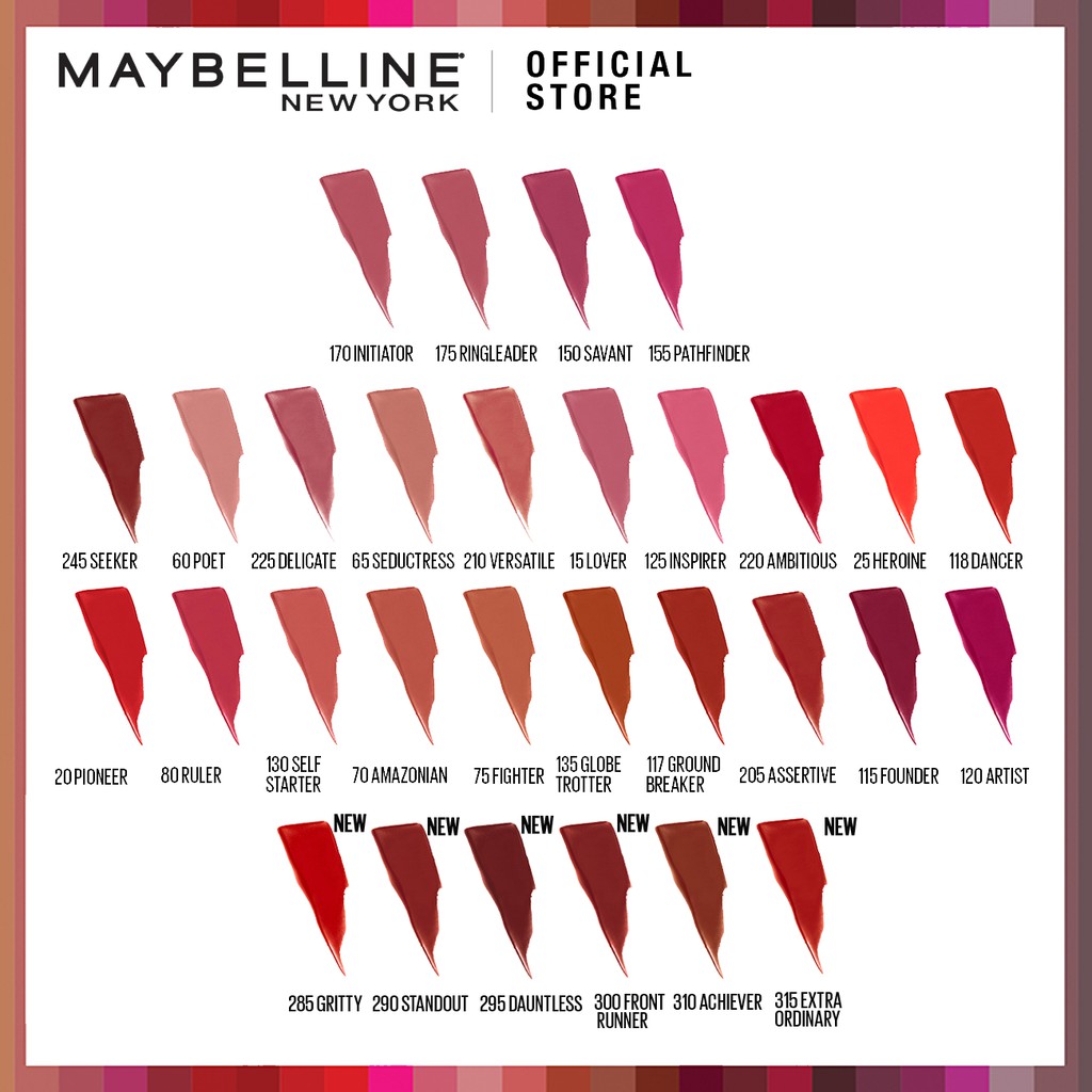 swatches of Maybelline Superstay Matte Ink Lipstick