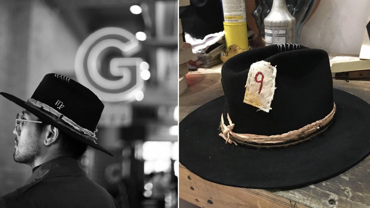 godfrey gao wearing hat made by girlfriend bella su
