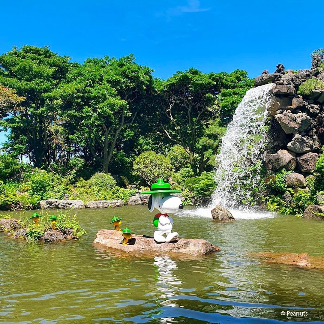 waterfall in snoopy garden in jeju