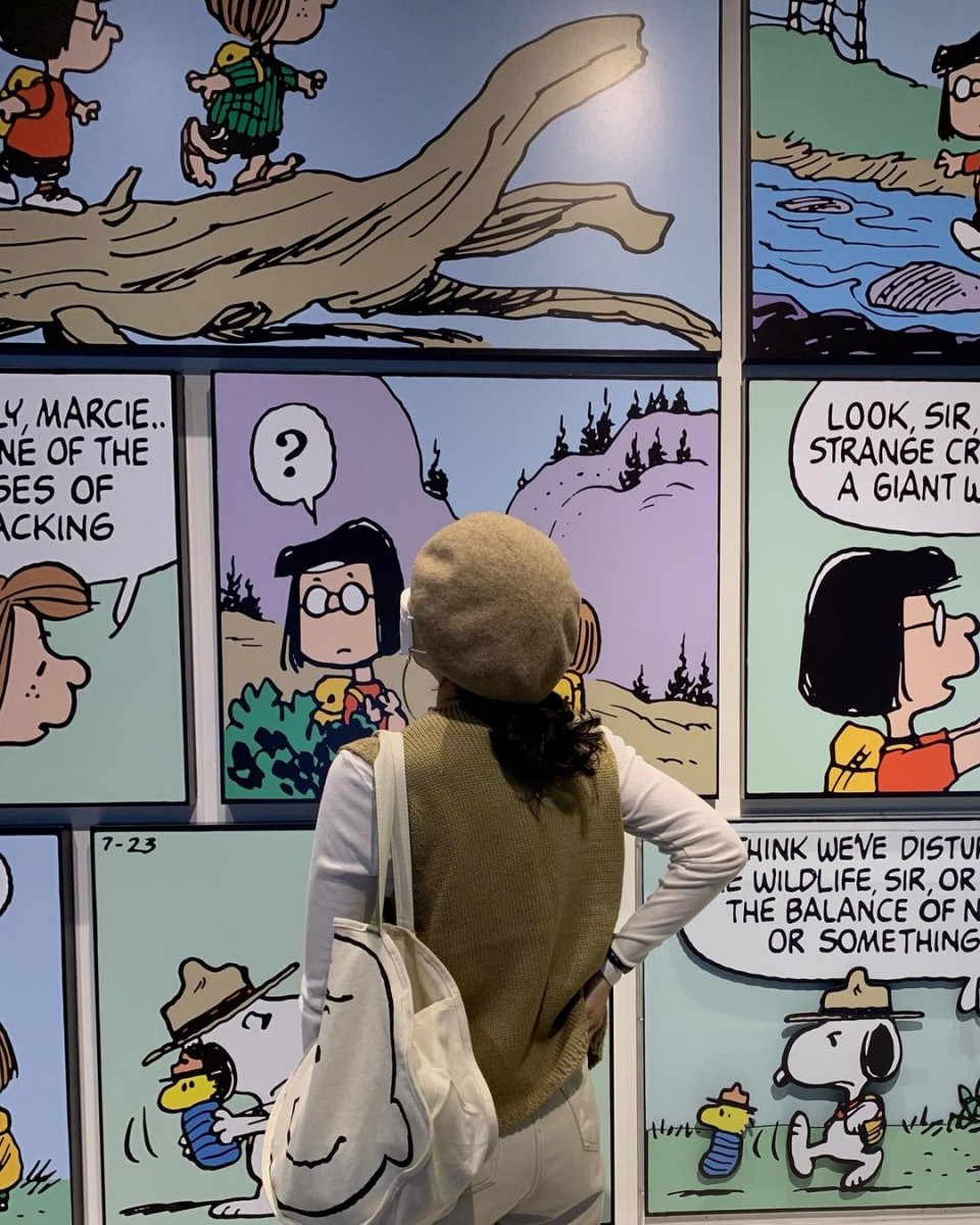 snoopy garden comic strip wall exhibit