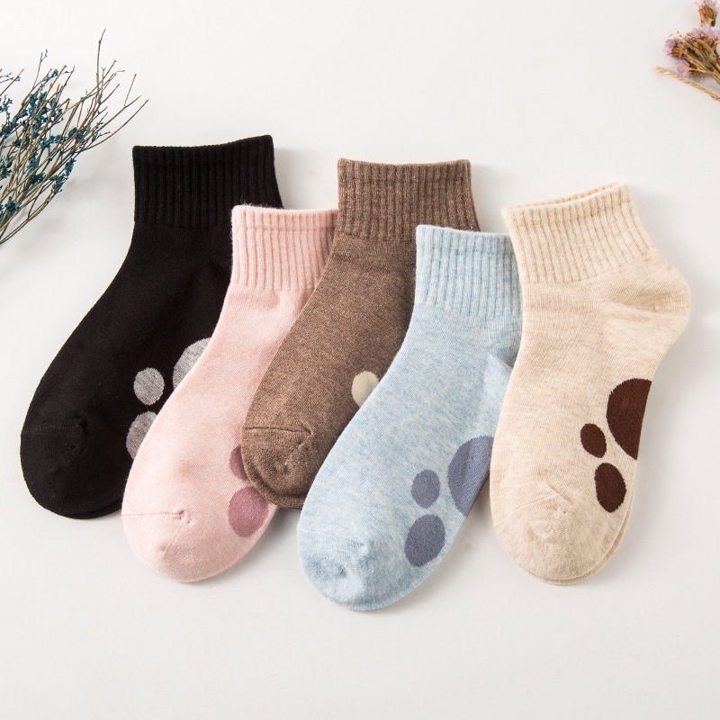assorted colours of Cat Paw Socks with toe beans