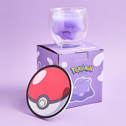 Pokémon Ditto Double Layer Glass with pokeball coaster