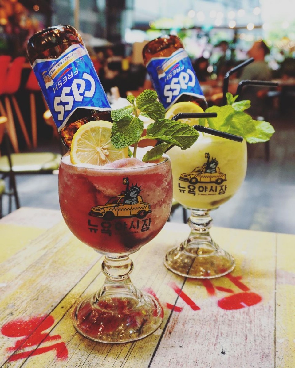 NY Night Market Singapore soju mixed with beer