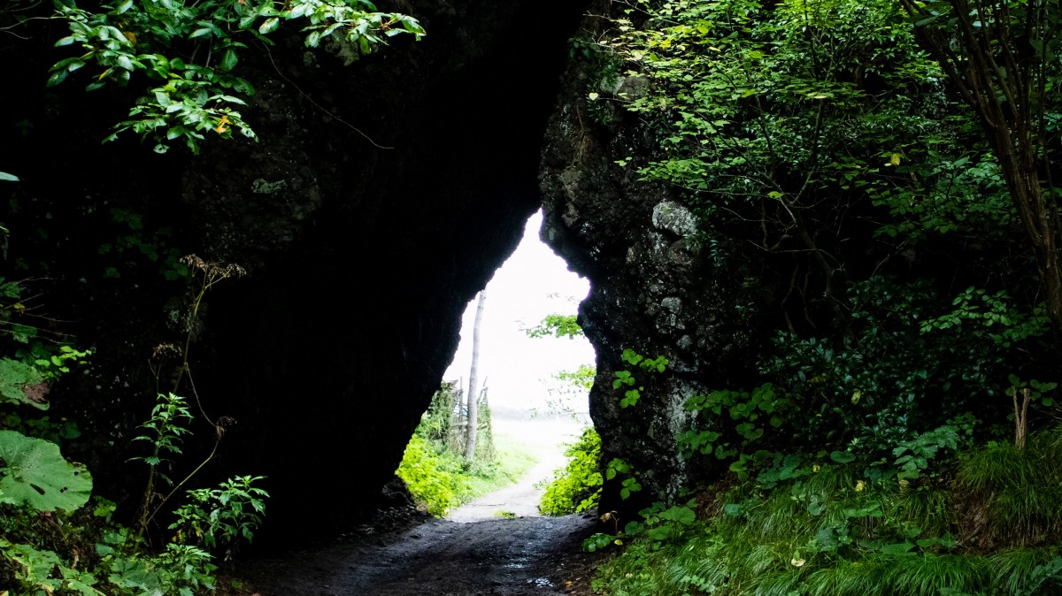 totoro rock formation hole in Rokkasho Village in Aomori Prefecture, Japan