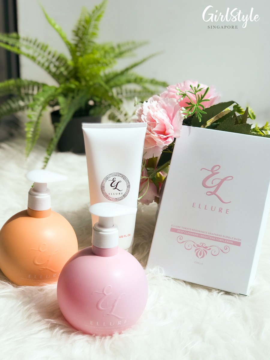 ellure group tomato shampoo, conditioner, mask and shower gel