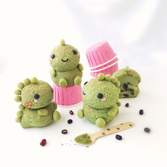 Matcha Azuki Bean T-Rex dinosaur Choux Pastries