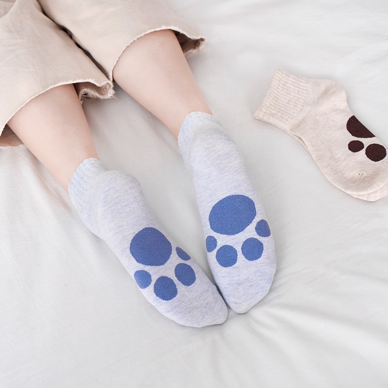 blue Cat Paw Socks with toe beans