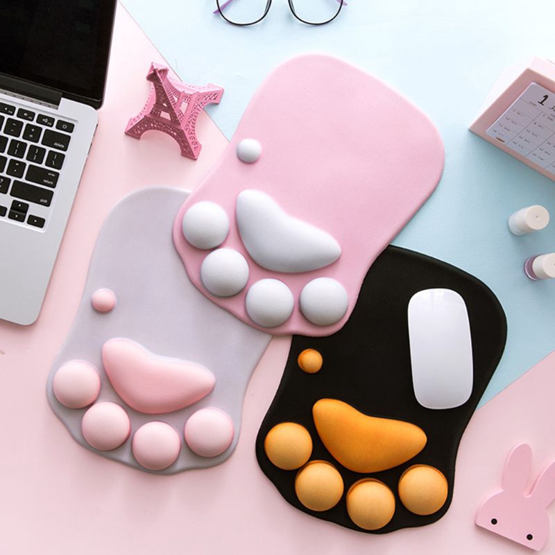 Cat Paw Mouse Pad in pink, grey and black